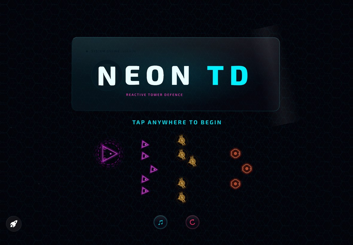 Neon TD title screen