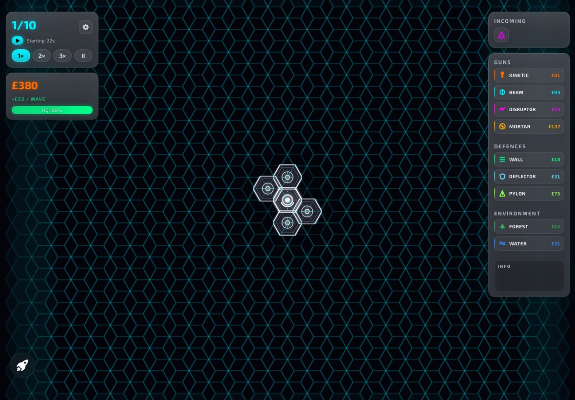 Neon TD starting a map