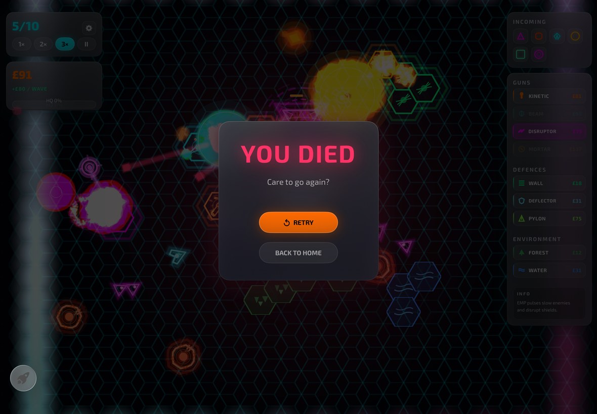 Neon TD gameplay
